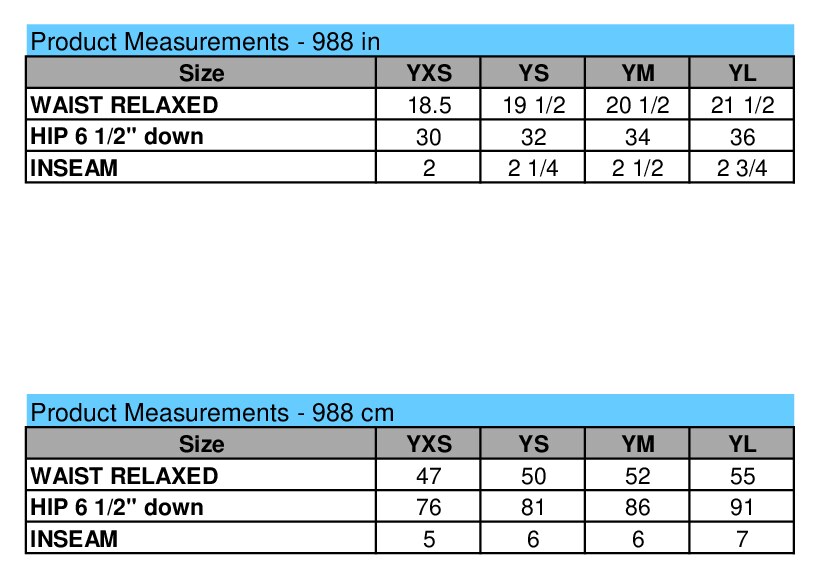 Size chart