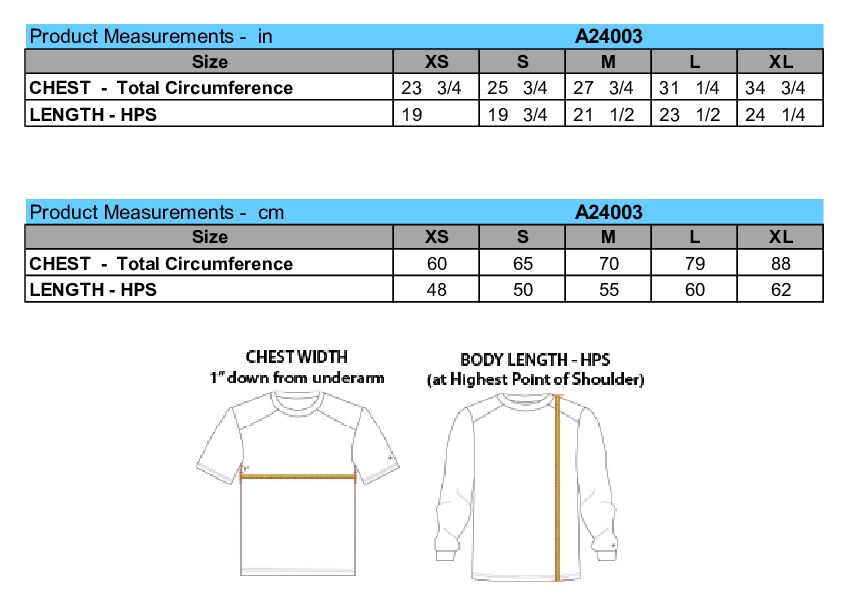 Size chart