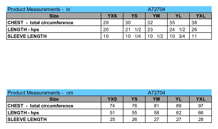 Size chart