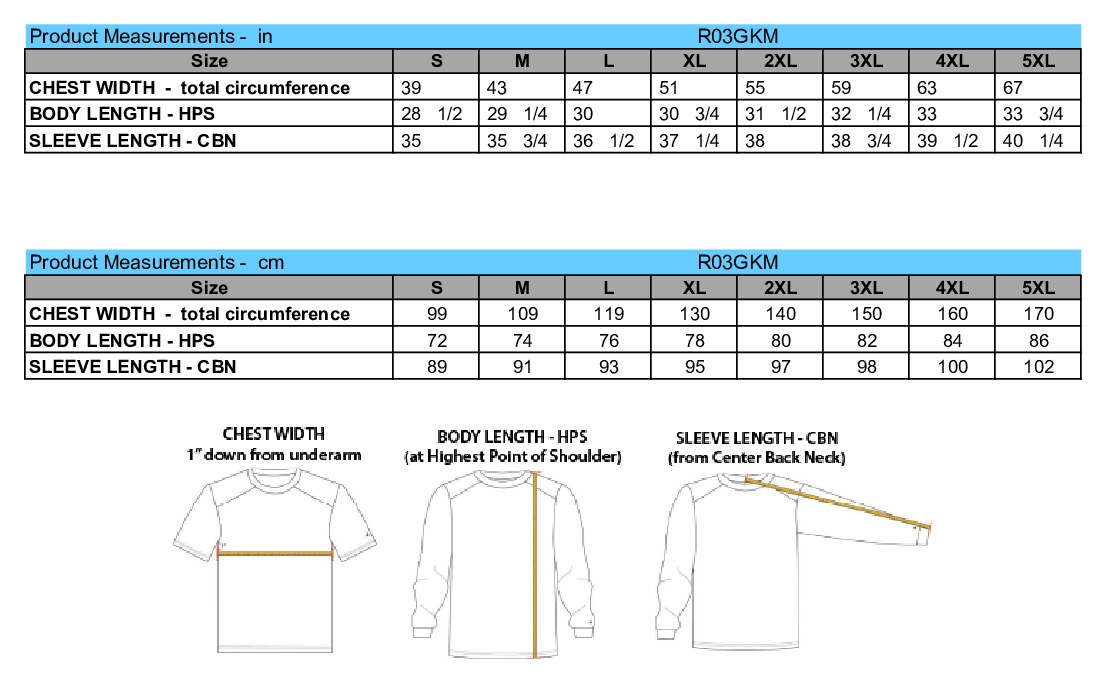 Size chart