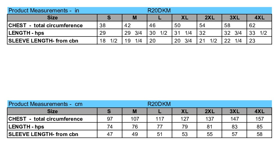 Size chart