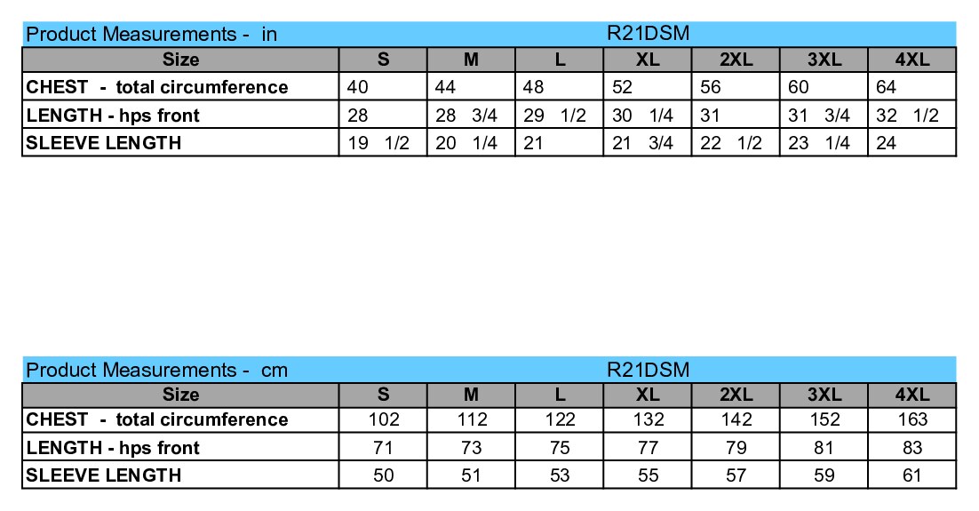 Size chart