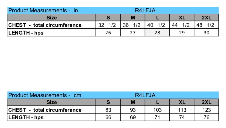 Size chart