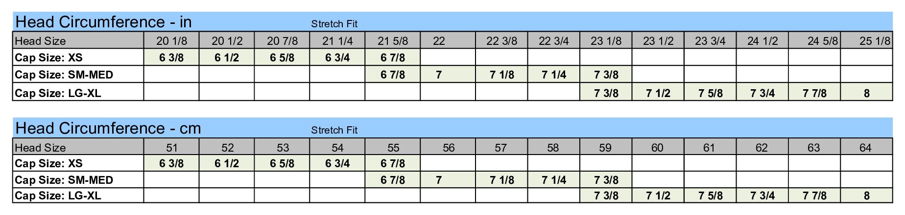 Size chart